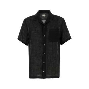 Le Kasha Men Black Linen Shirt
